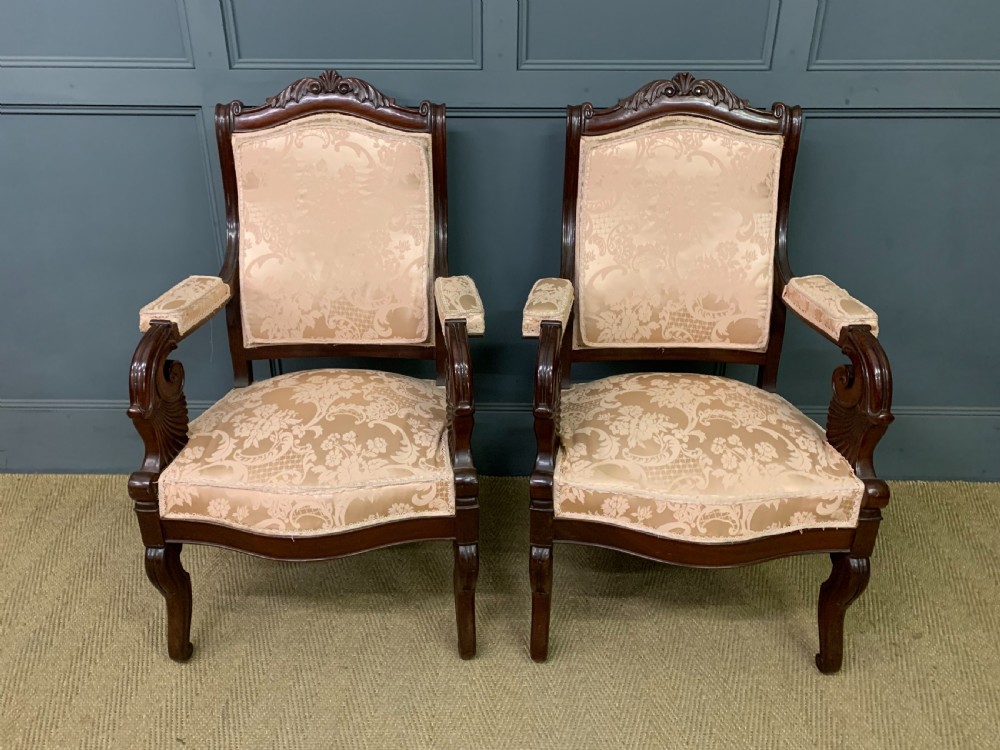 Pair of 19th Century French Mahogany Armchairs View III