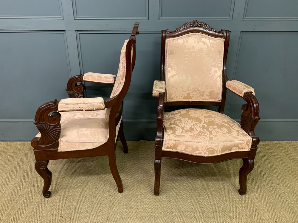 Pair of 19th Century French Mahogany Armchairs View IV