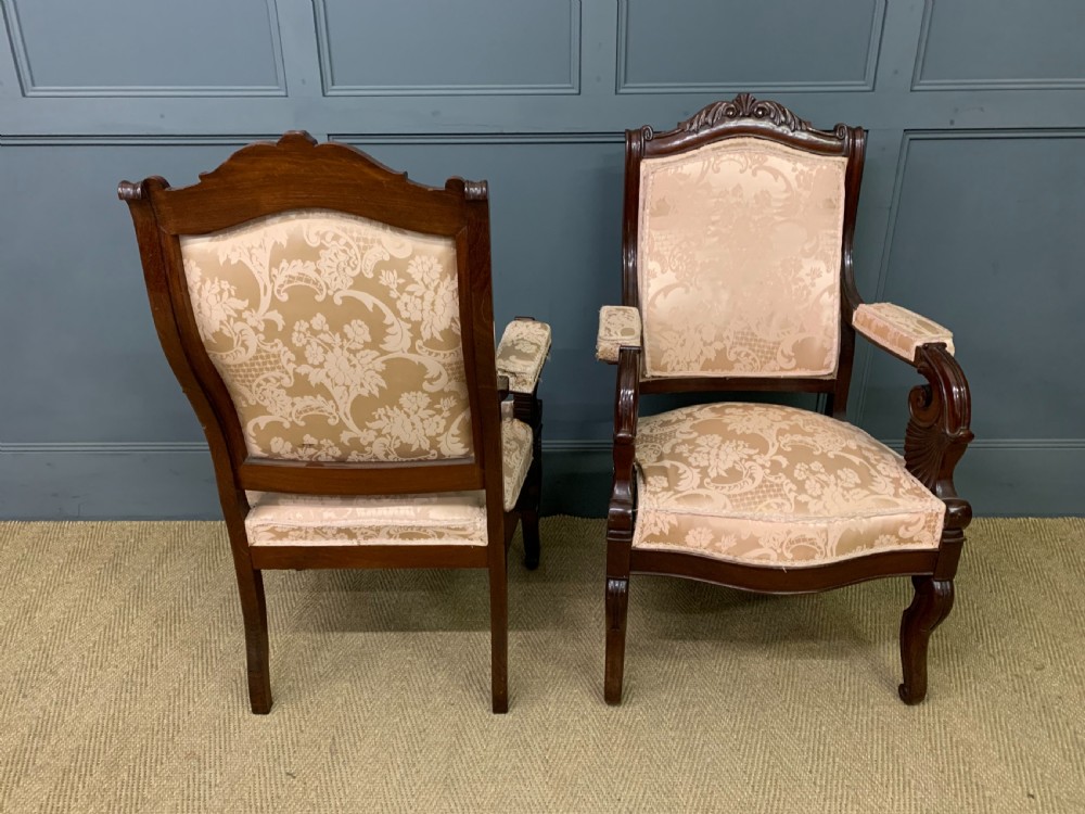 Pair of 19th Century French Mahogany Armchairs View V