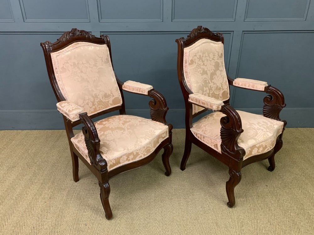 Pair of 19th Century French Mahogany Armchairs View VI