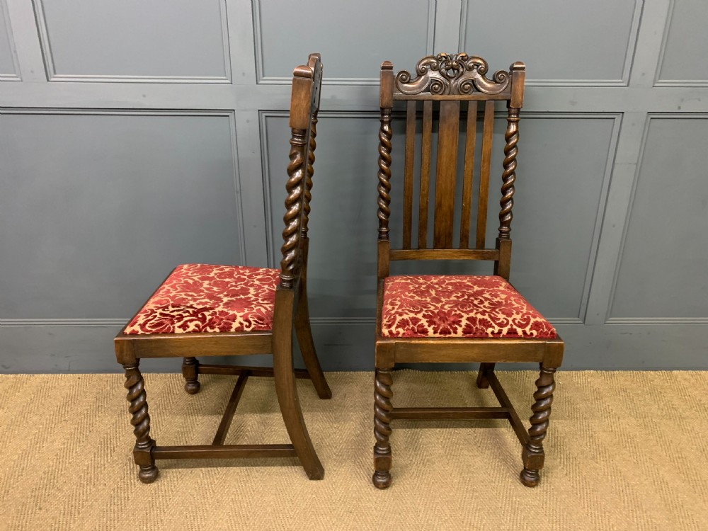 Set of 6 Oak Barley Twist Dining Chairs View III