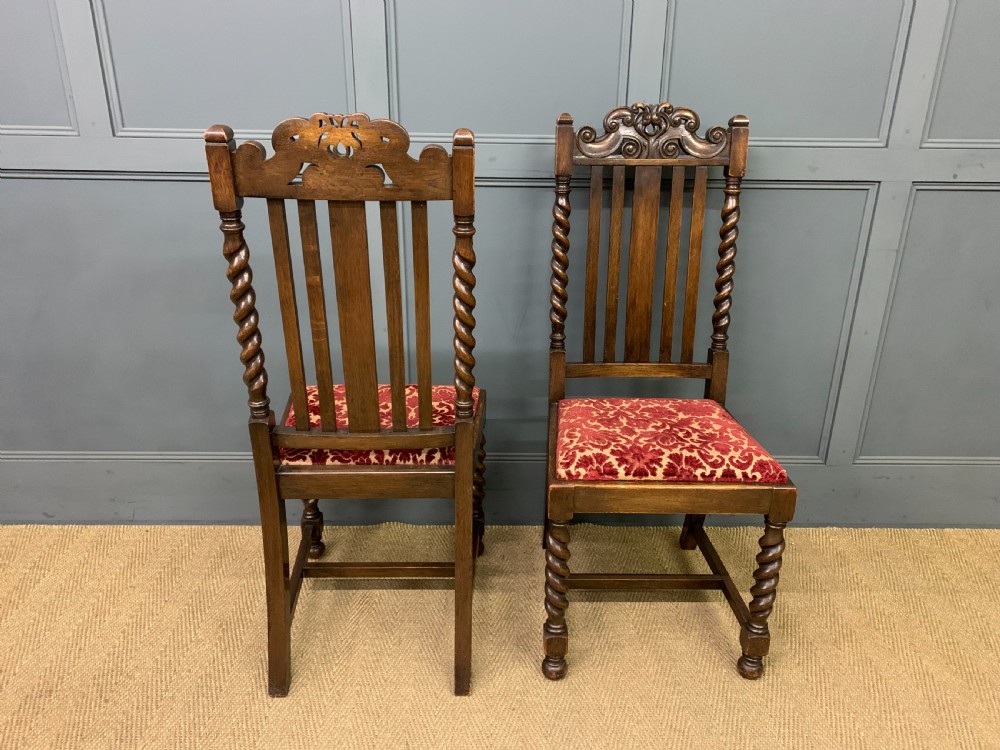 Set of 6 Oak Barley Twist Dining Chairs View IV