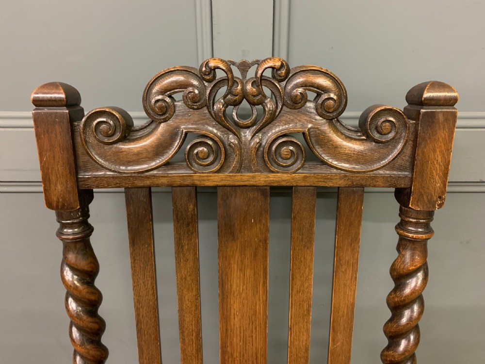 Set of 6 Oak Barley Twist Dining Chairs View V