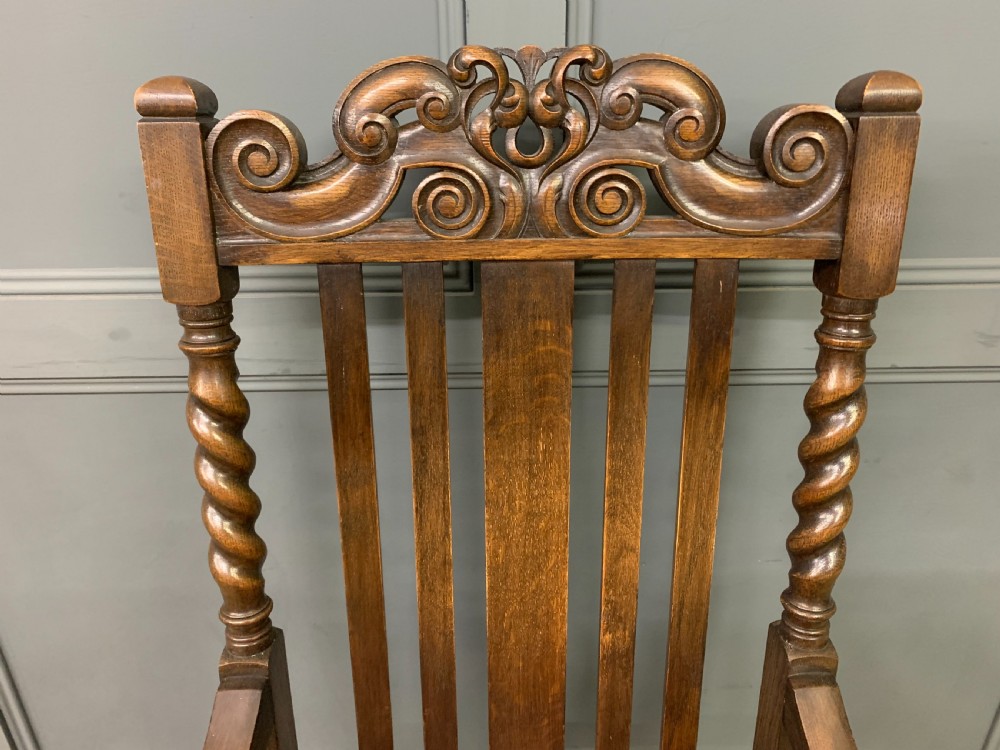 Set of 6 Oak Barley Twist Dining Chairs View IX