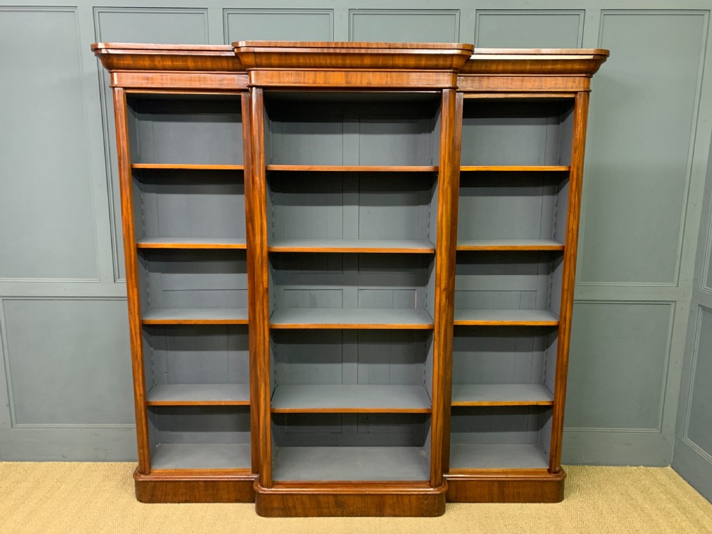 Victorian Mahogany Break Front Open Bookcase