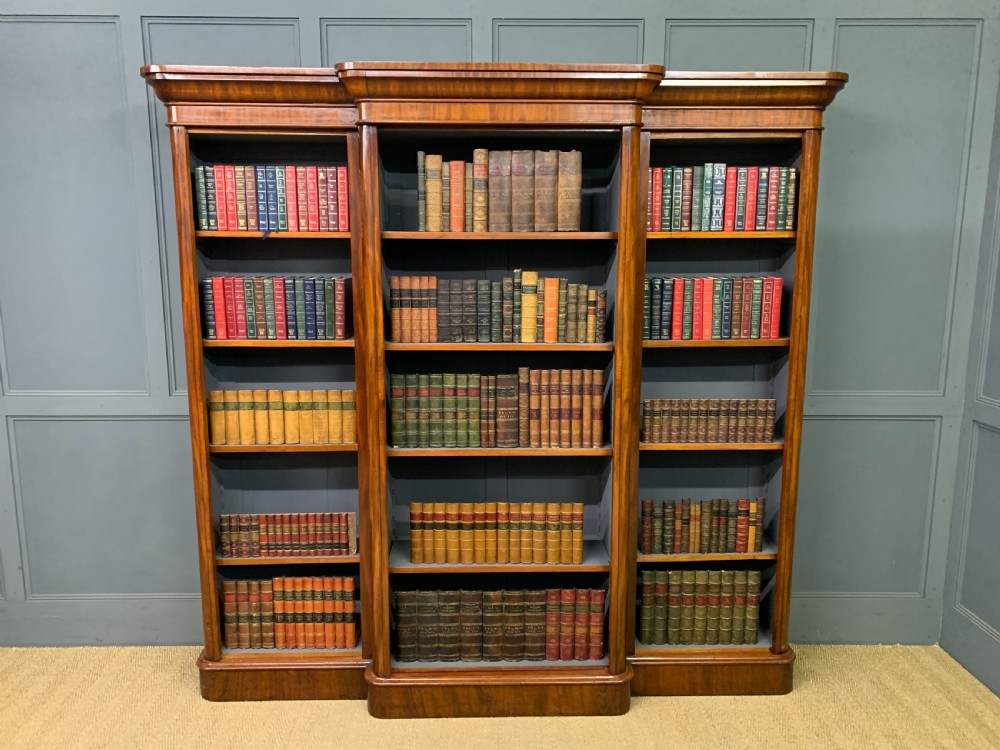 Victorian Mahogany Break Front Open Bookcase View II