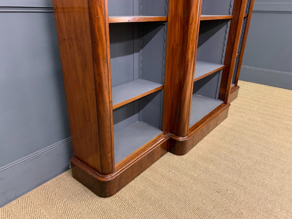 Victorian Mahogany Break Front Open Bookcase View VI