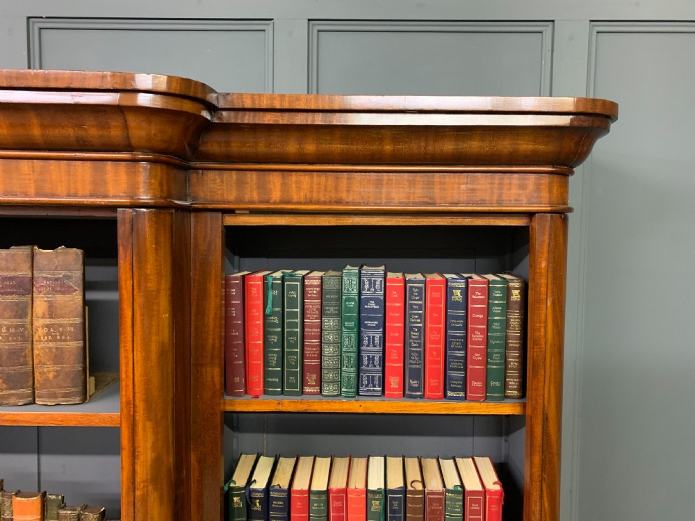 Victorian Mahogany Break Front Open Bookcase View VIII