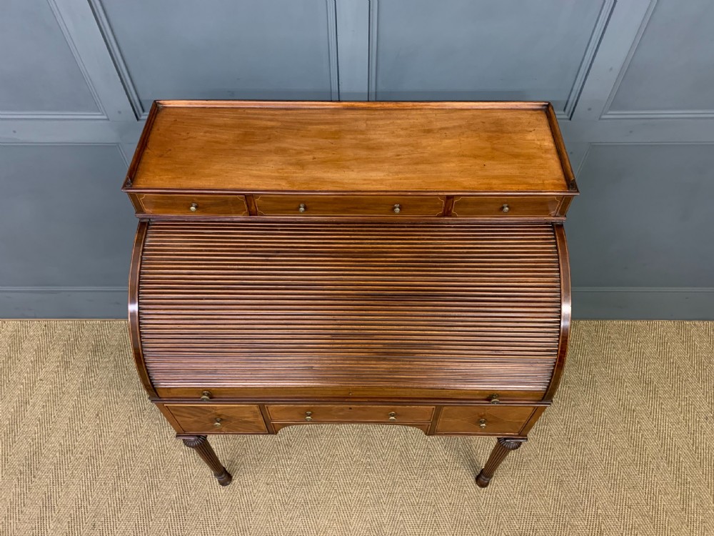 Maple & Co. Inlaid Mahogany Tambour Cylinder Desk View III