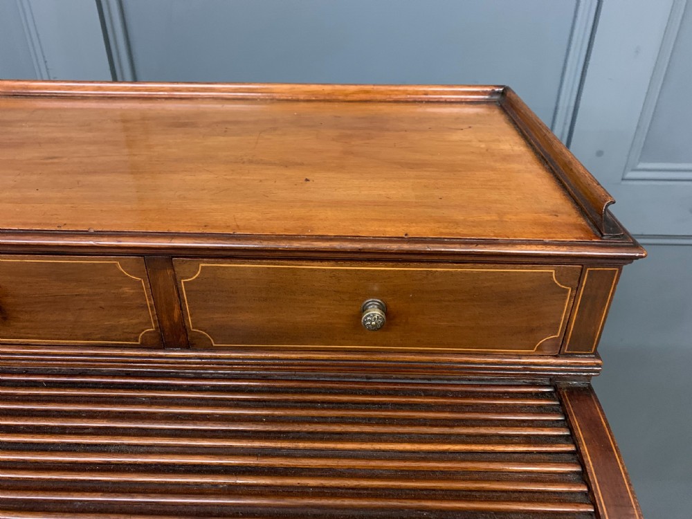 Maple & Co. Inlaid Mahogany Tambour Cylinder Desk View VI