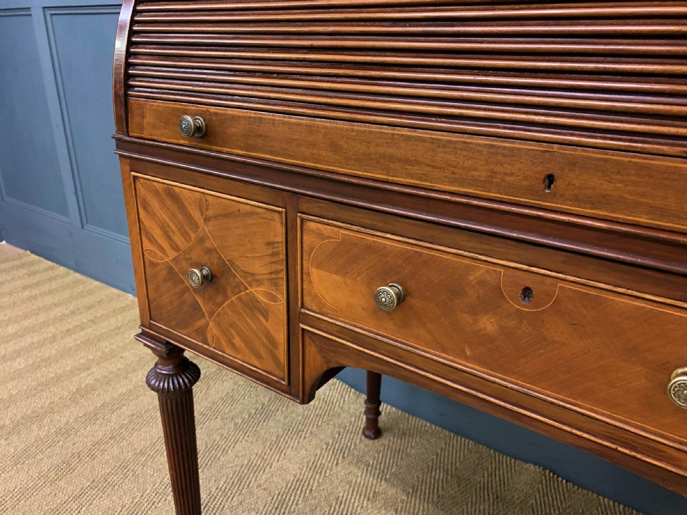 Maple & Co. Inlaid Mahogany Tambour Cylinder Desk View VIII