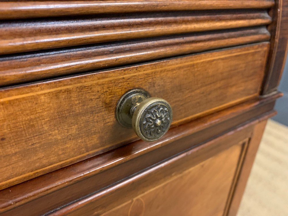 Maple & Co. Inlaid Mahogany Tambour Cylinder Desk View IX