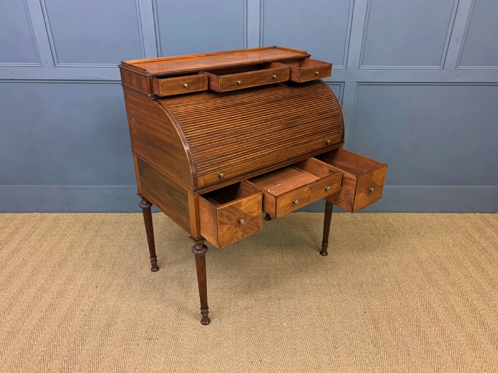 Maple & Co. Inlaid Mahogany Tambour Cylinder Desk View XVIII
