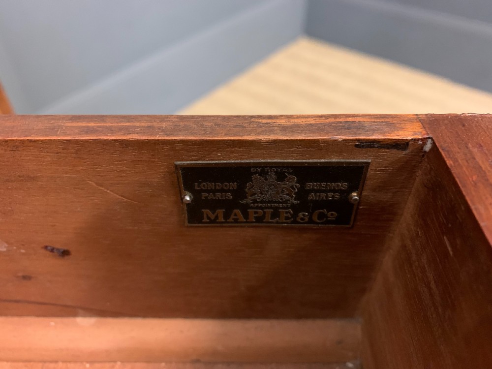 Maple & Co. Inlaid Mahogany Tambour Cylinder Desk View XIX