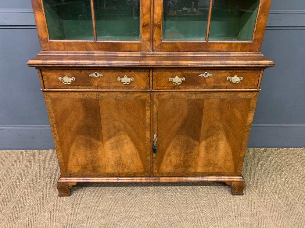 Burr Walnut Glazed Bookcase View II