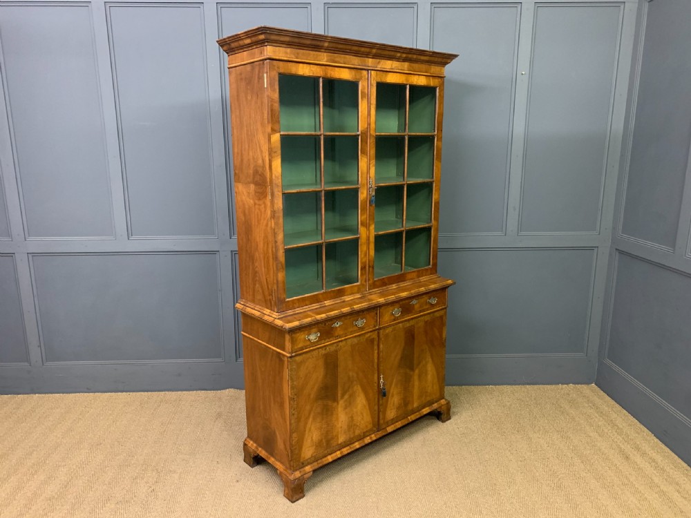 Burr Walnut Glazed Bookcase View VII