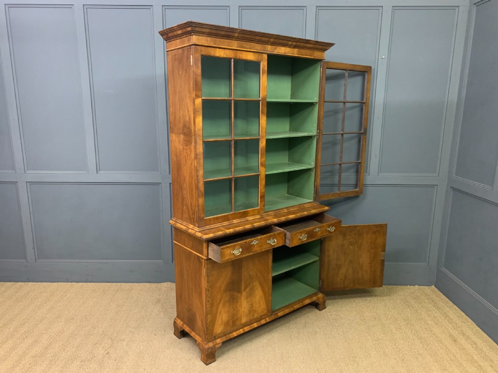Burr Walnut Glazed Bookcase View XI