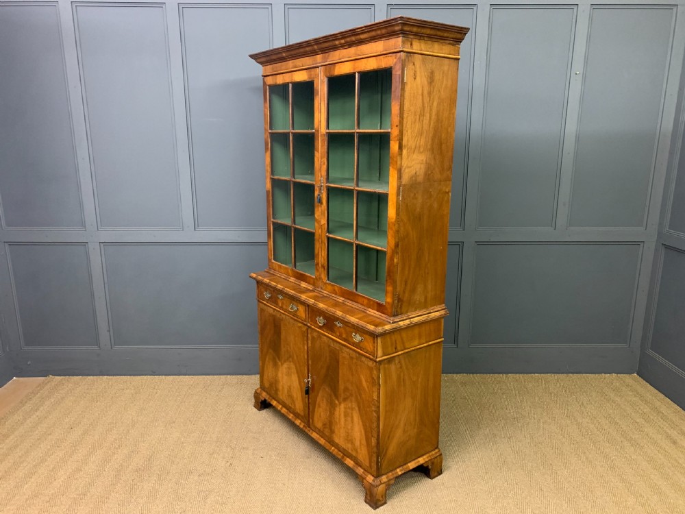 Burr Walnut Glazed Bookcase View XII