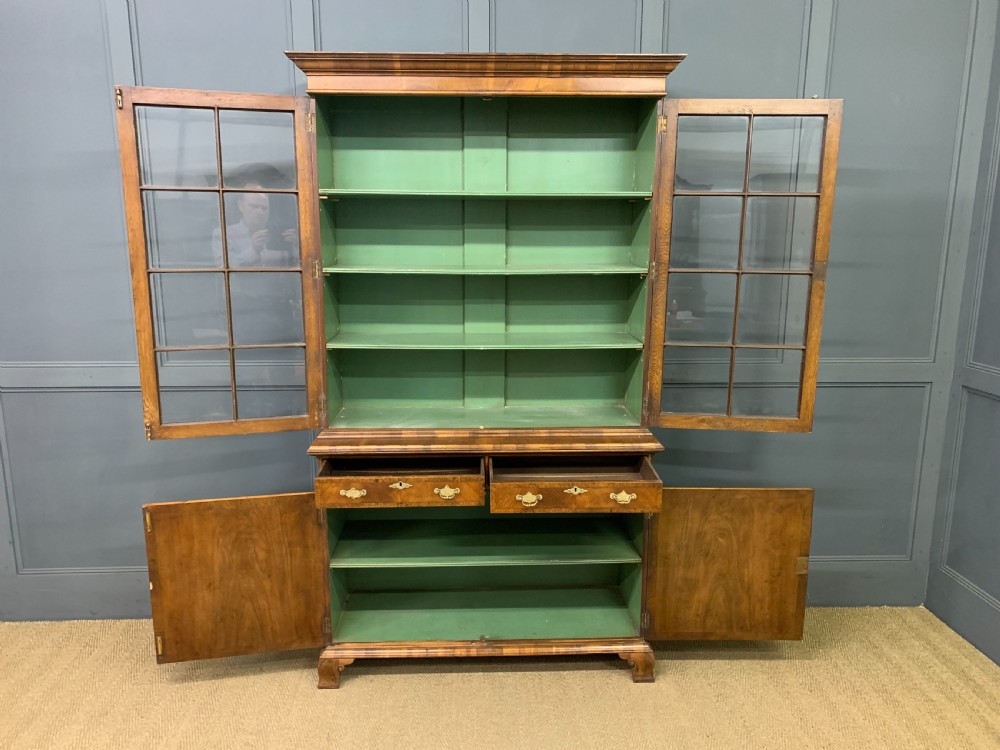 Burr Walnut Glazed Bookcase View XIII