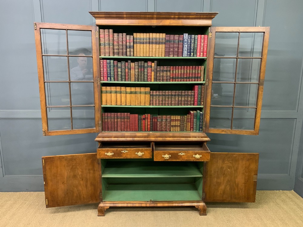 Burr Walnut Glazed Bookcase View XIV