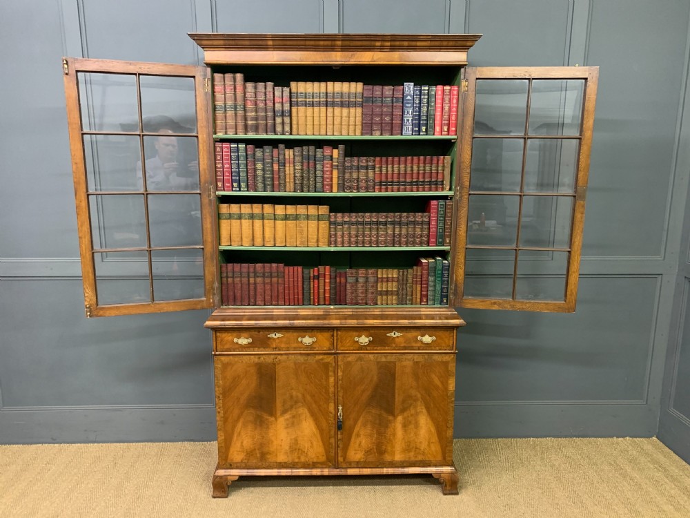 Burr Walnut Glazed Bookcase View XV