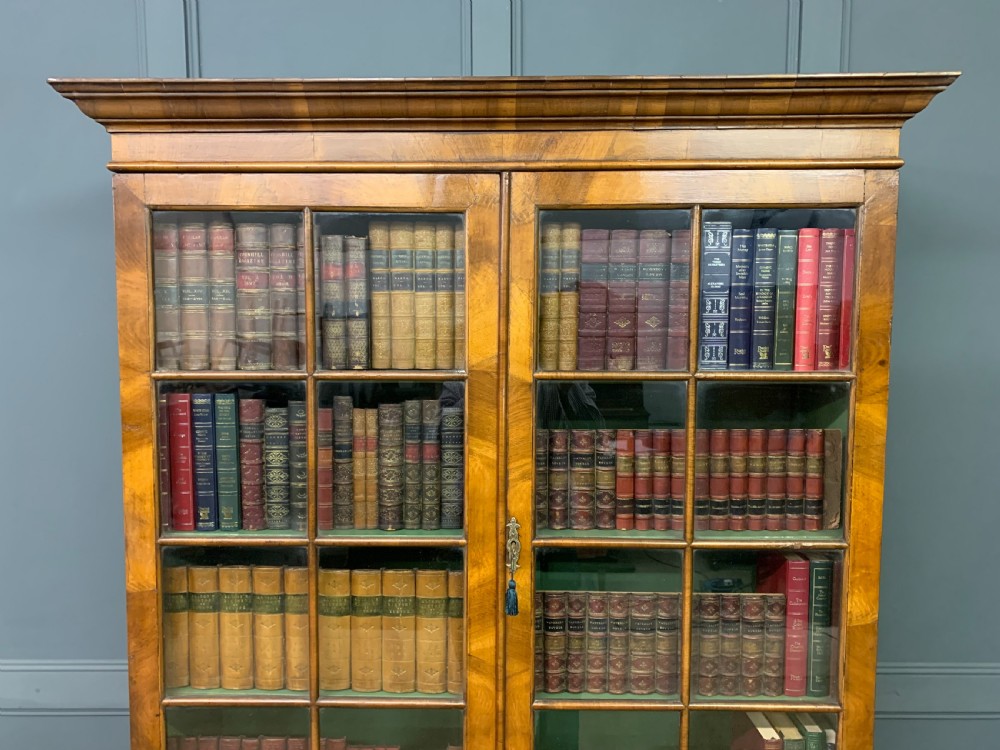 Burr Walnut Glazed Bookcase View XVII