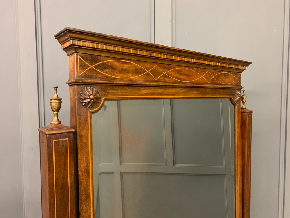 Inlaid Mahogany Cheval Mirror View III