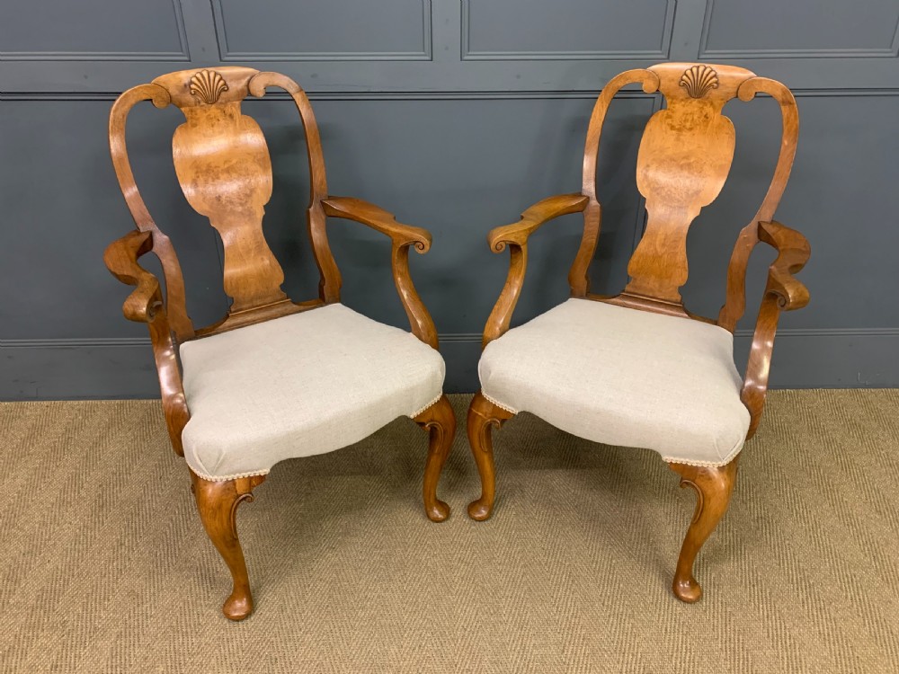 Pair of Walnut Armchairs by Maple & Co.