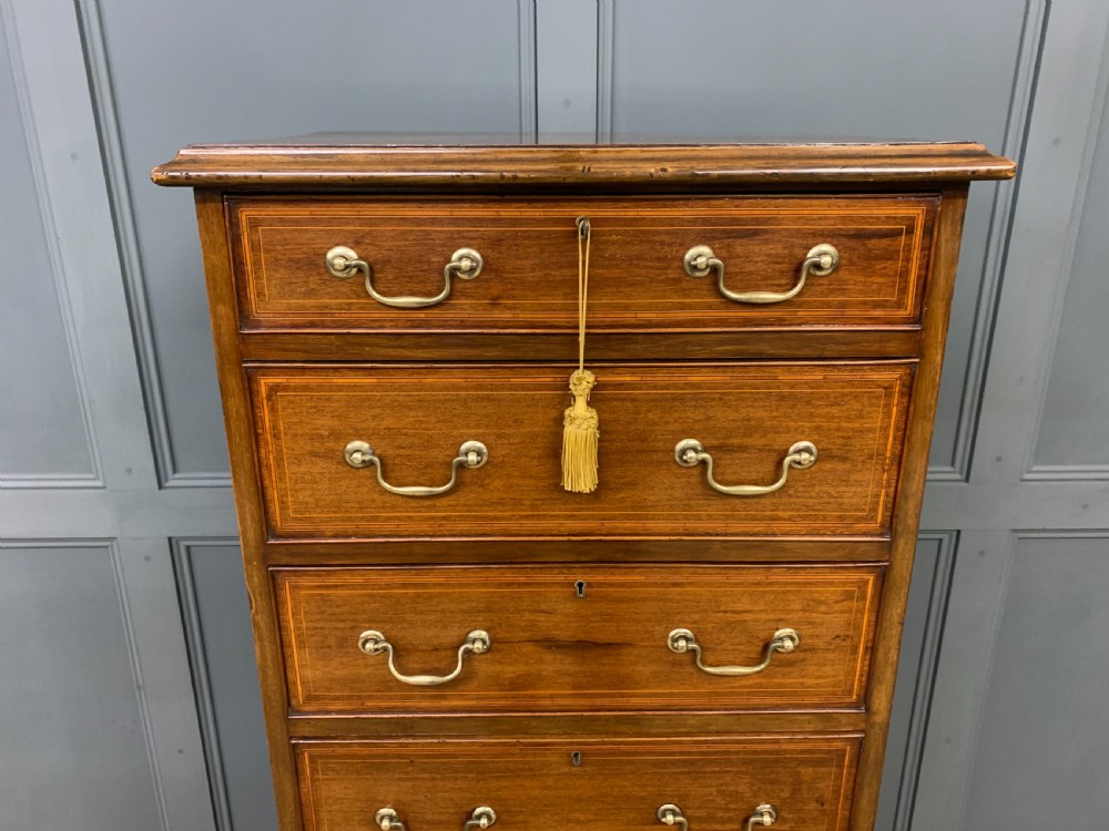 Edwardian Inlaid Mahogany Pillar Chest View II
