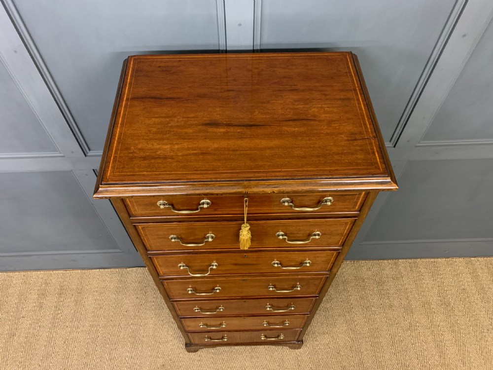 Edwardian Inlaid Mahogany Pillar Chest View VI