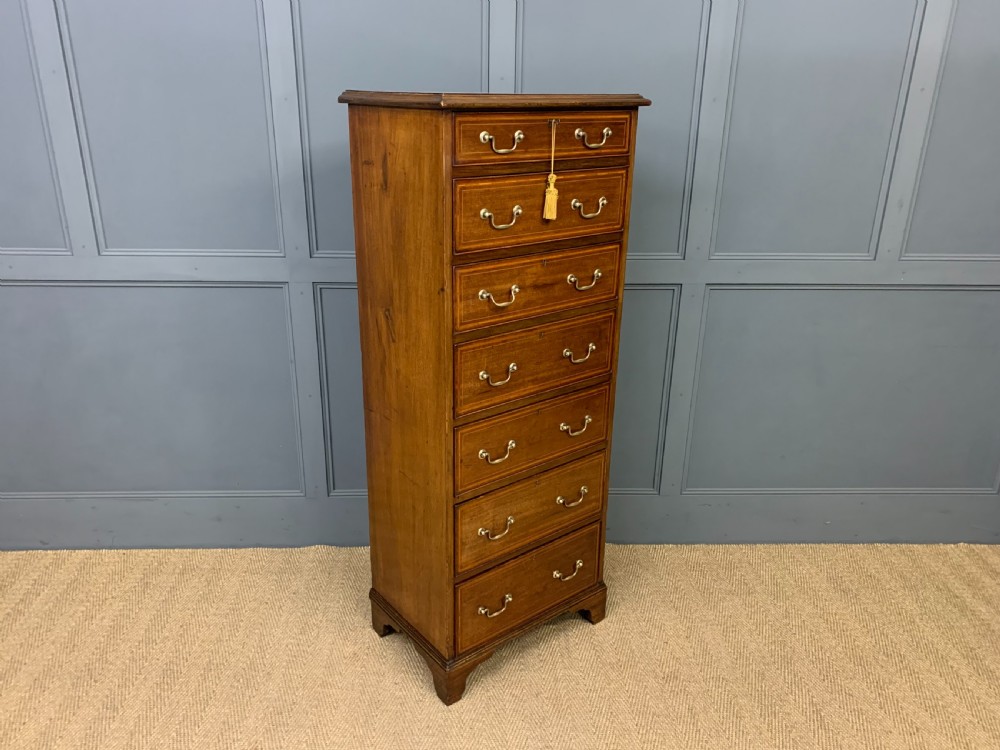 Edwardian Inlaid Mahogany Pillar Chest View VII