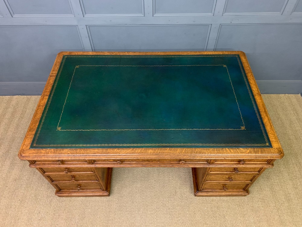 Large George IV Oak Partners Desk by T Willson View IV