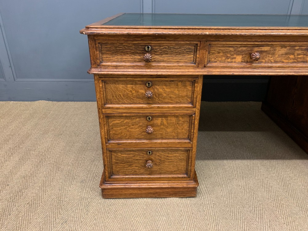 Large George IV Oak Partners Desk by T Willson View V