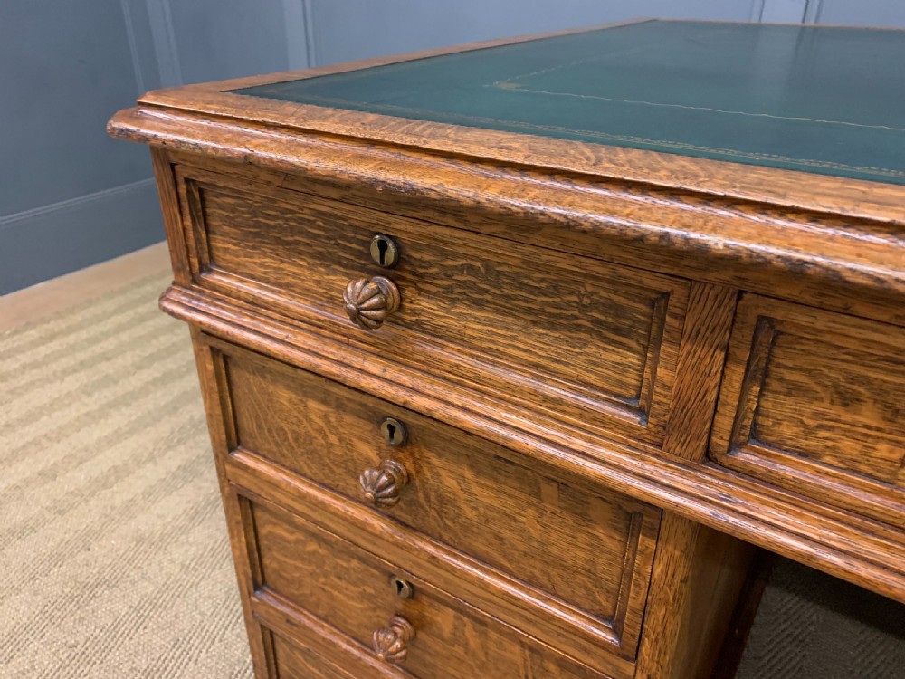 Large George IV Oak Partners Desk by T Willson View VI