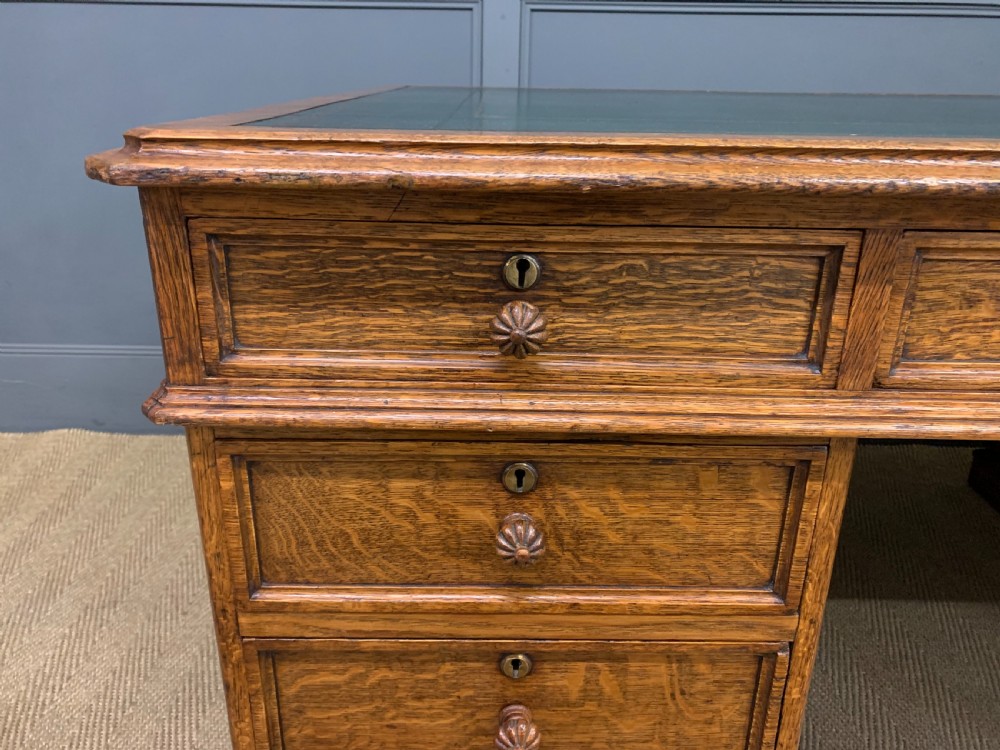 Large George IV Oak Partners Desk by T Willson View VII