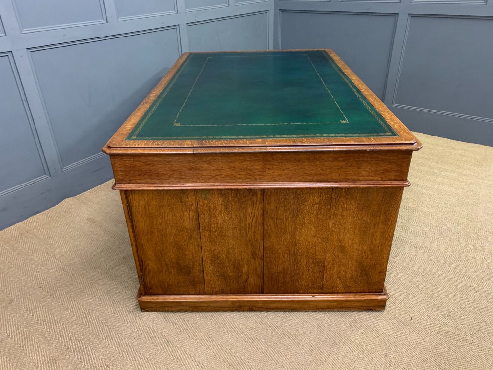 Large George IV Oak Partners Desk by T Willson View XII
