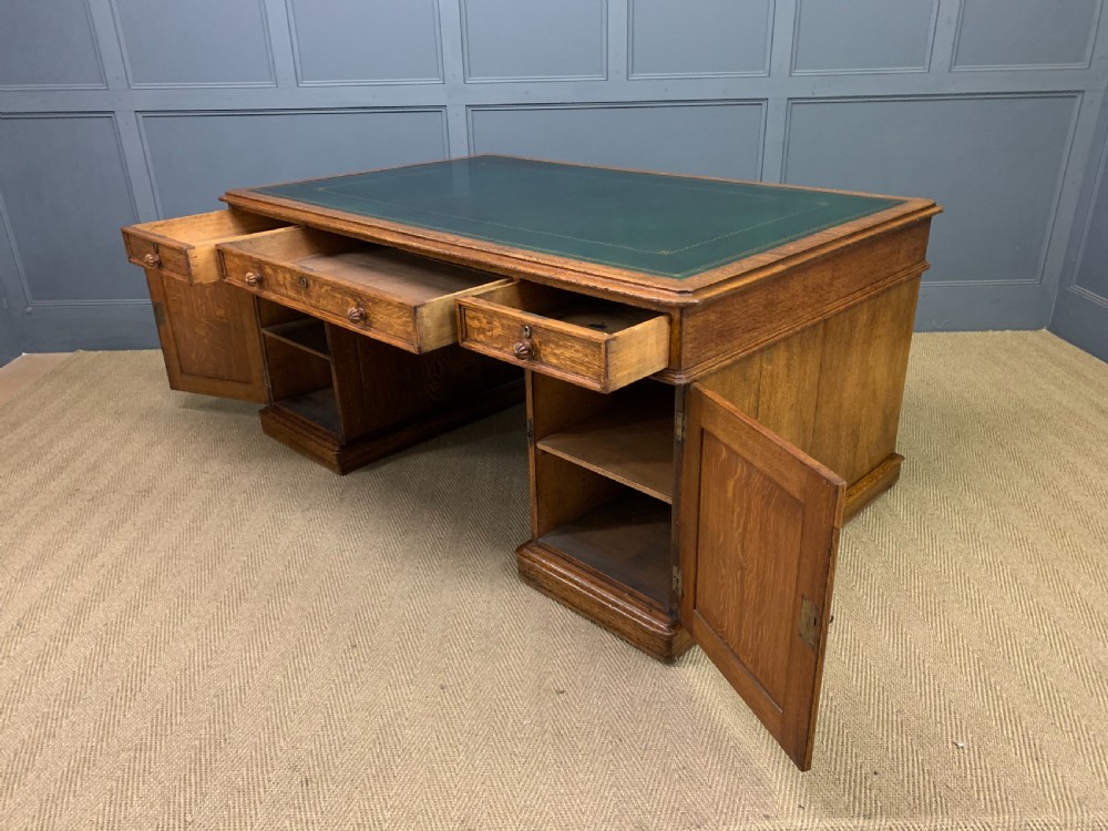 Large George IV Oak Partners Desk by T Willson View XV
