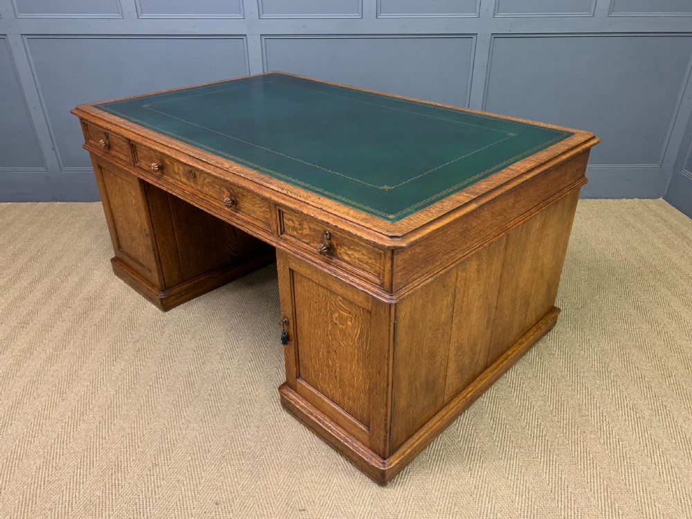 Large George IV Oak Partners Desk by T Willson View XVI