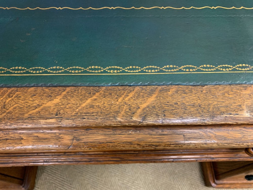 Large George IV Oak Partners Desk by T Willson View XVII