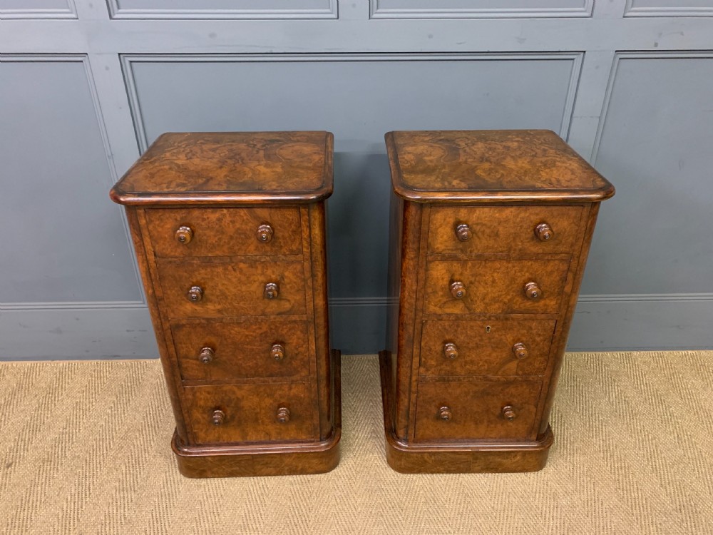 Pair of Victorian Burr Walnut Bedside Chests View II