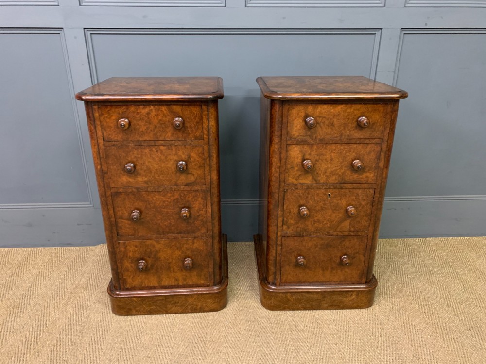 Pair of Victorian Burr Walnut Bedside Chests View III