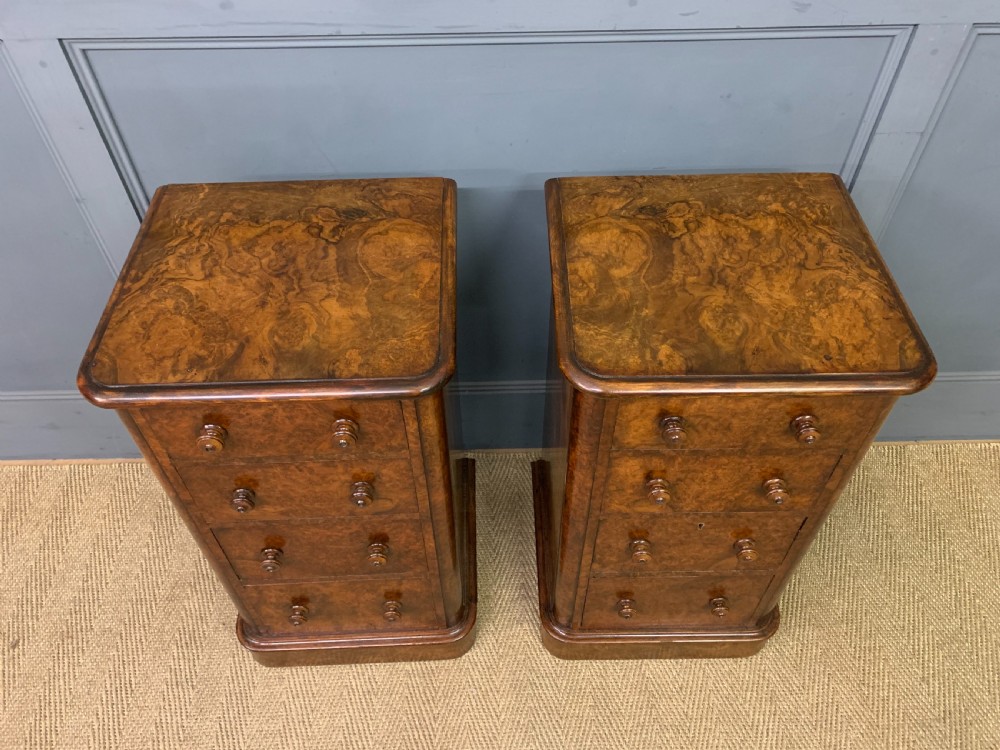 Pair of Victorian Burr Walnut Bedside Chests View IV