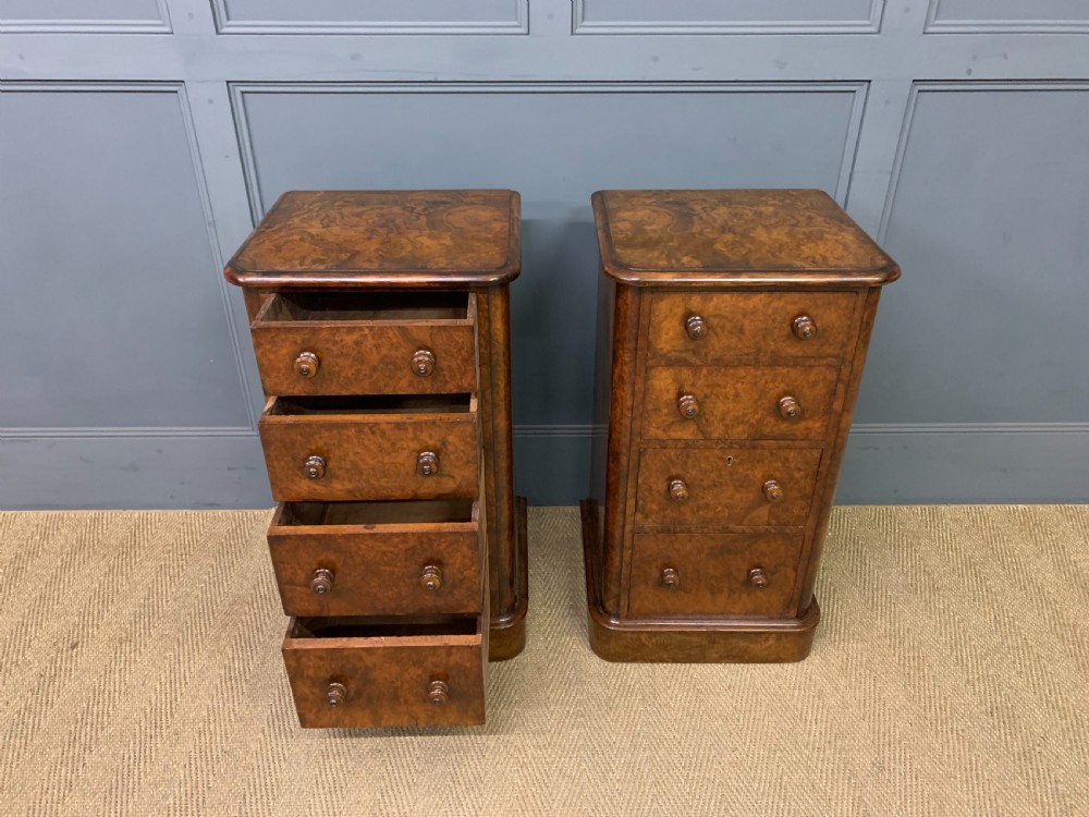 Pair of Victorian Burr Walnut Bedside Chests View V