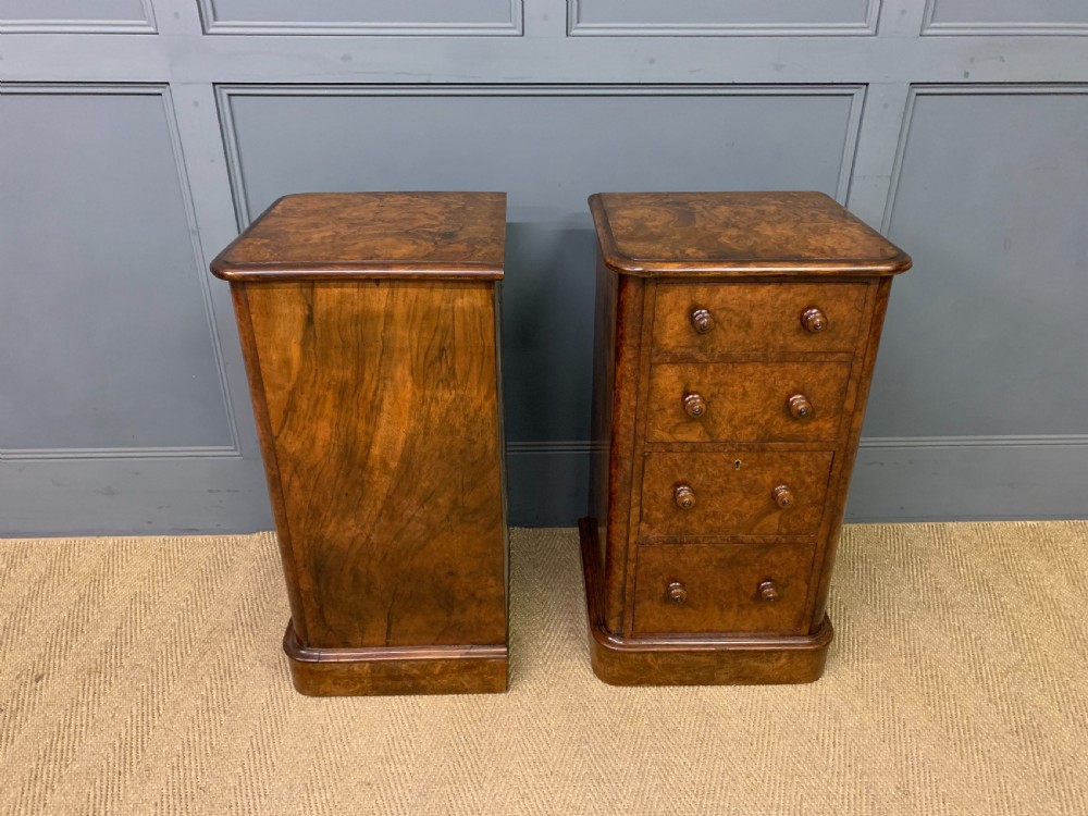 Pair of Victorian Burr Walnut Bedside Chests View VI