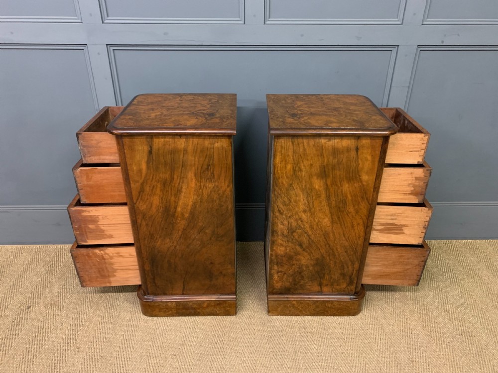 Pair of Victorian Burr Walnut Bedside Chests View VII