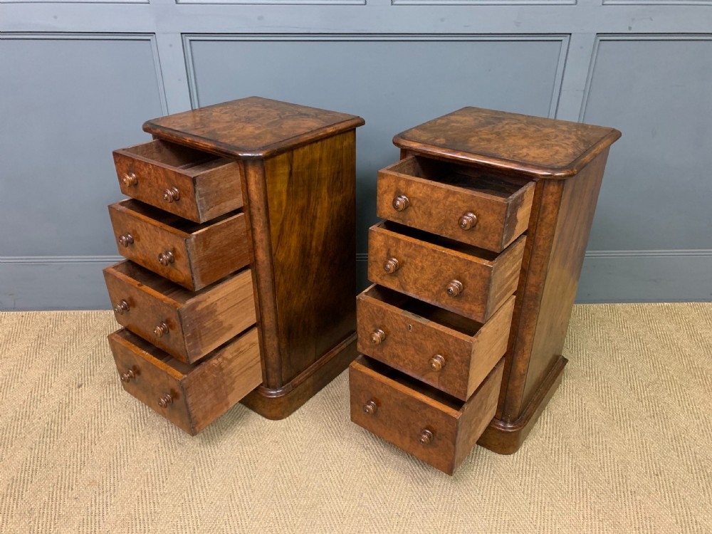 Pair of Victorian Burr Walnut Bedside Chests View VIII