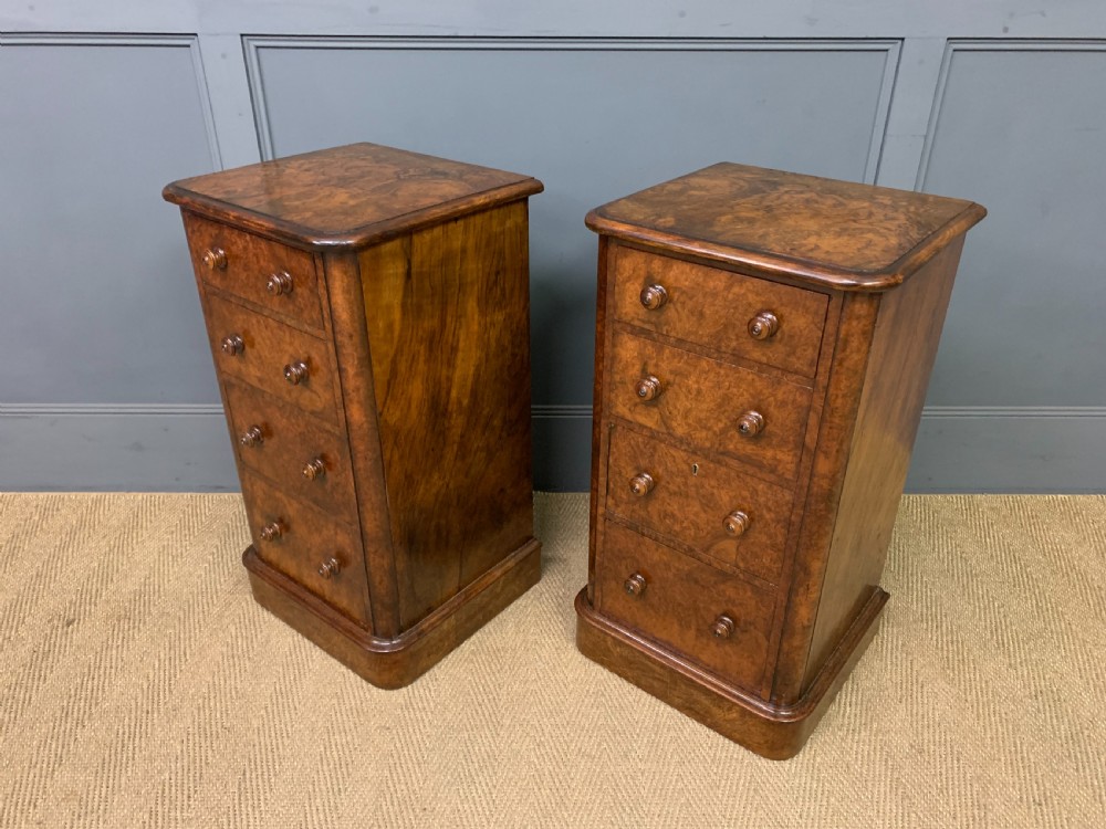 Pair of Victorian Burr Walnut Bedside Chests View IX