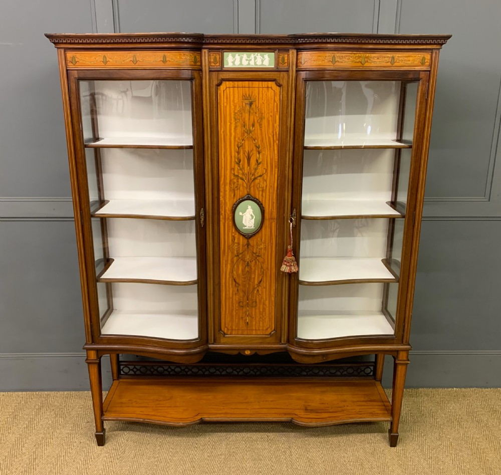 Inlaid Satinwood and Mahogany Display Cabinet