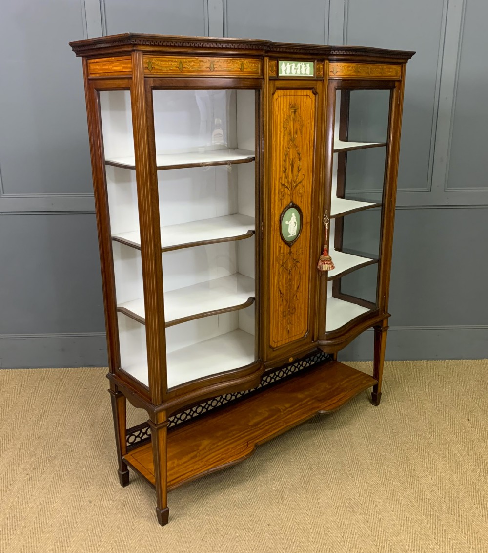 Inlaid Satinwood and Mahogany Display Cabinet View X