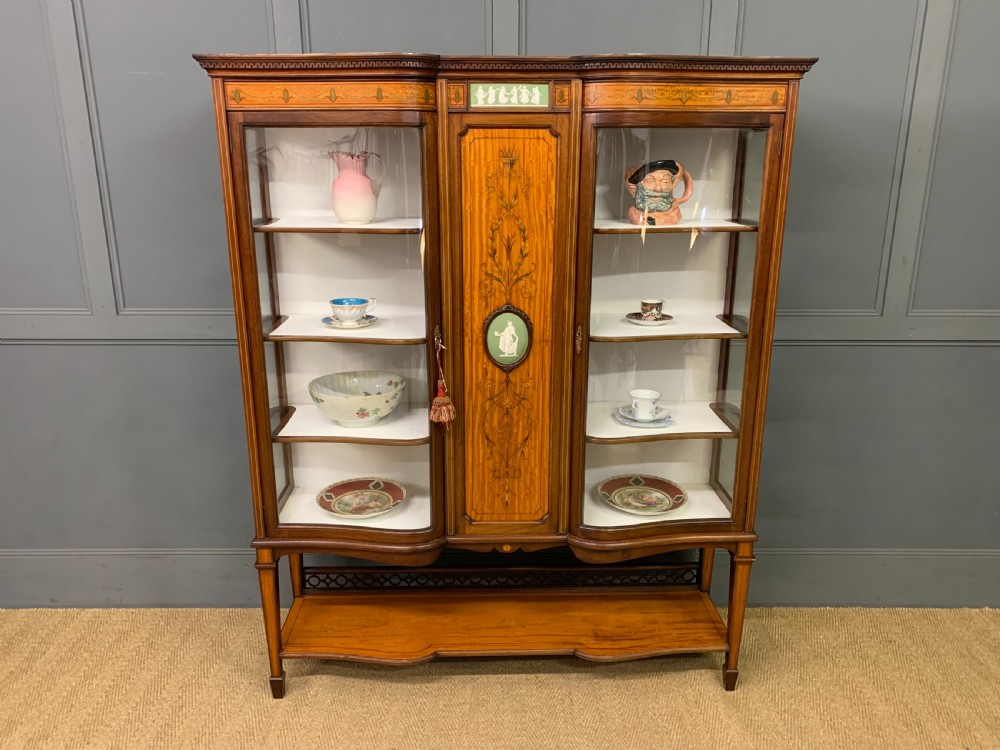 Inlaid Satinwood and Mahogany Display Cabinet View XVII